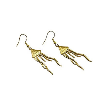 earrings steel gold jellyfish